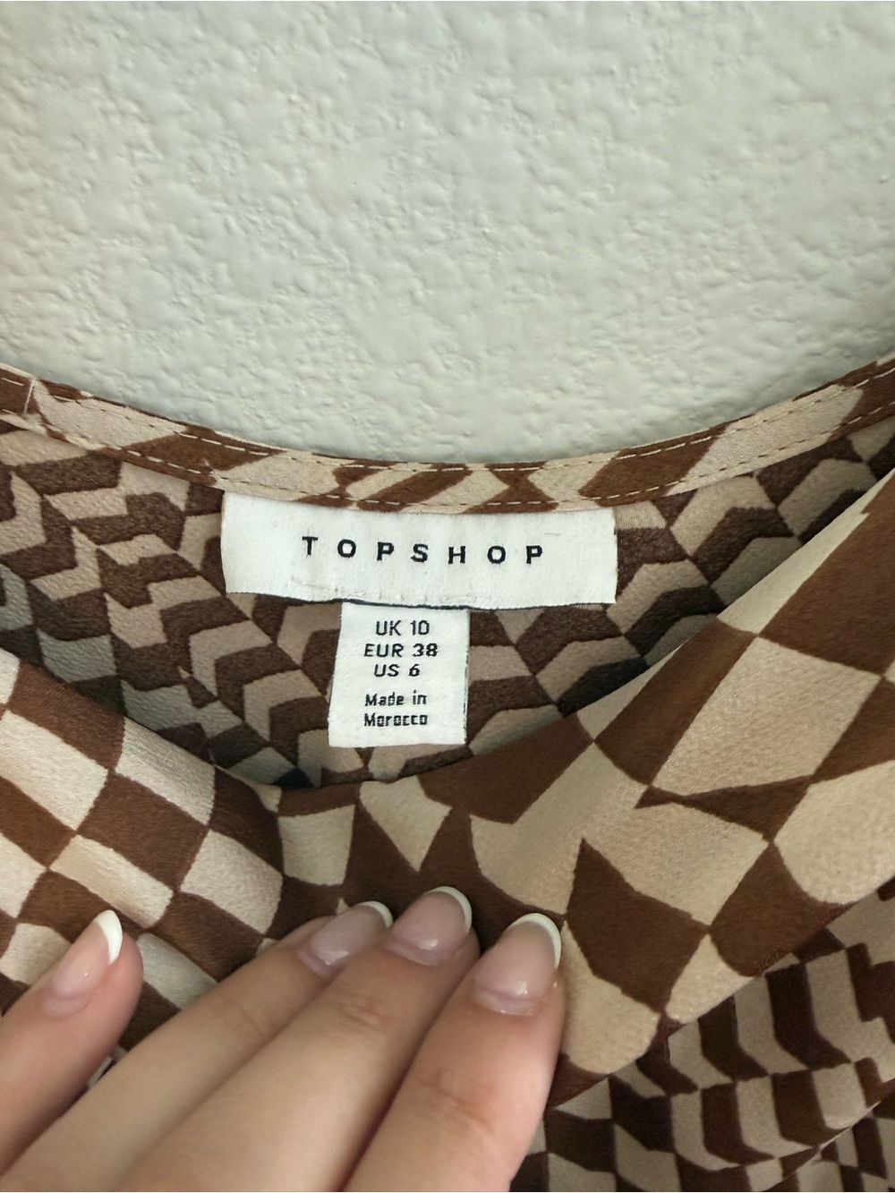 Topshop Brown & Cream Checkerboard Mini Slip Dress - Picture 5 of 6